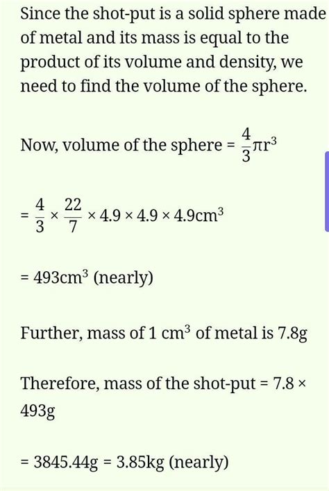 A short put of a metallic sphere of radius 5.8 cm of if the dencity of ...