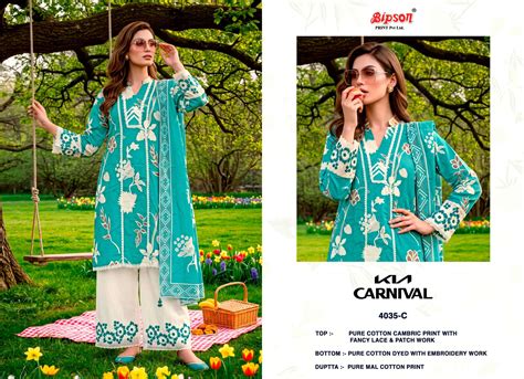 Bipson Kia Carnival 4035 Pure Cotton Cambric Dress Material - Amrah ...