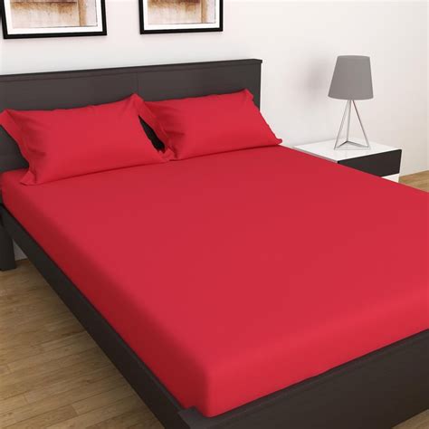 Buy Corsica 400 TC 3-Pc.Queen Size Solid Fitted Bedsheet Set - 1.50 x 1 ...