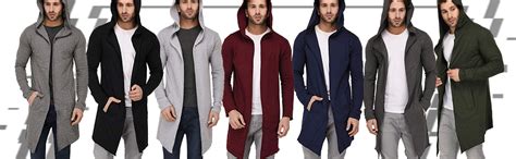 DENIMHOLIC Men's Cotton Blend Hooded Long Line Cardigan (Black, Medium ...