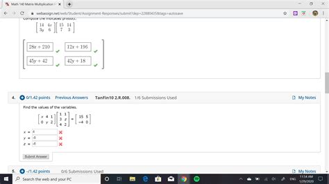 Answered: WA Math 140 Matrix Multiplication H X A webassign.net/web ...