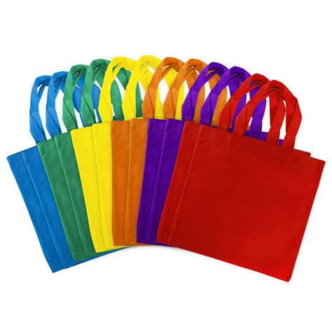 Assorted Colorful Solid Blank Canvas Party Gift Tote Bags Rainbow ...