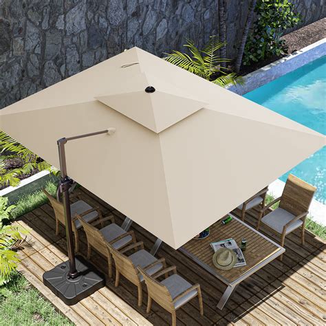 Buy 10x13FT Cantilever Outdoor Patio Umbrellas, Double Top Large ...