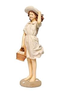 Caffco International Girl Holding Basket of Shells Nostalgic Figurine ...