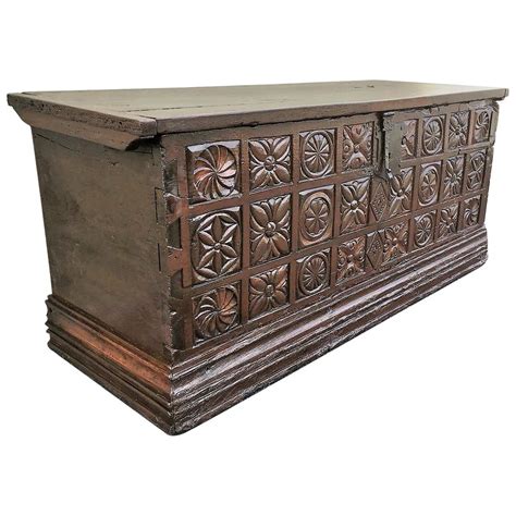 17th Century Spanish Baroque Savoy Hand Carved Chest Trunk For Sale at ...
