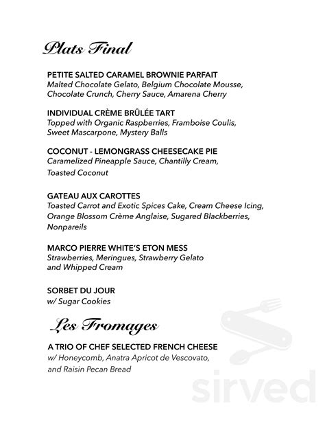 Menu - Siasconset MA's The Chanticleer Restaurant & Gardens | Sirved
