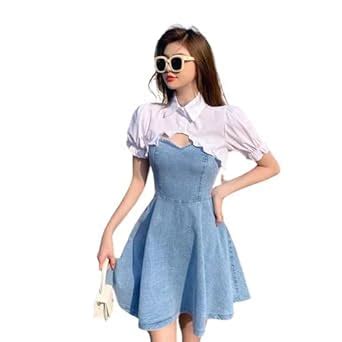 Buy Pretty Gorgeous Ravishing Denim 2pc Korean Stylish Dress for Women ...