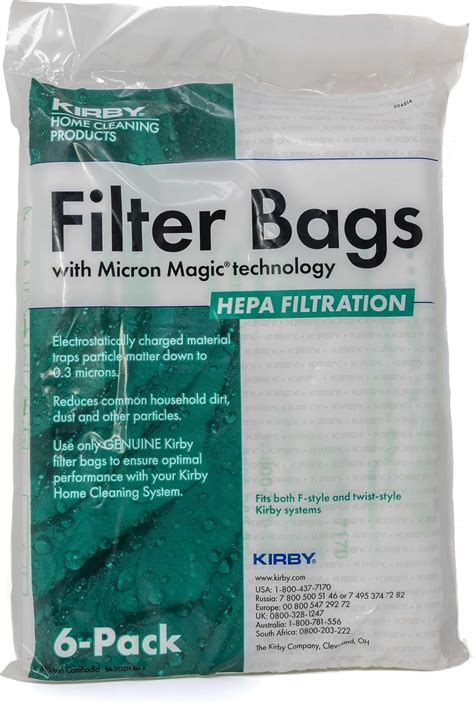 Amazon.com - Kirby 204814 Micron Magic HEPA Filter Plus Bags, 6, White ...