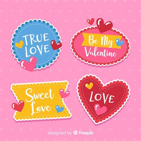 Valentine colorful label pack | Free Vector