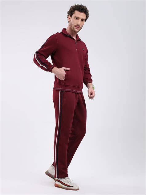 Buy Men Maroon Solid Collar Full Sleeve Winter Tracksuit Online in ...