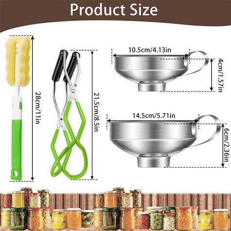 4X Canning Funnel Stainless Steel Jar Lifter with Grip Handle for Jars ...