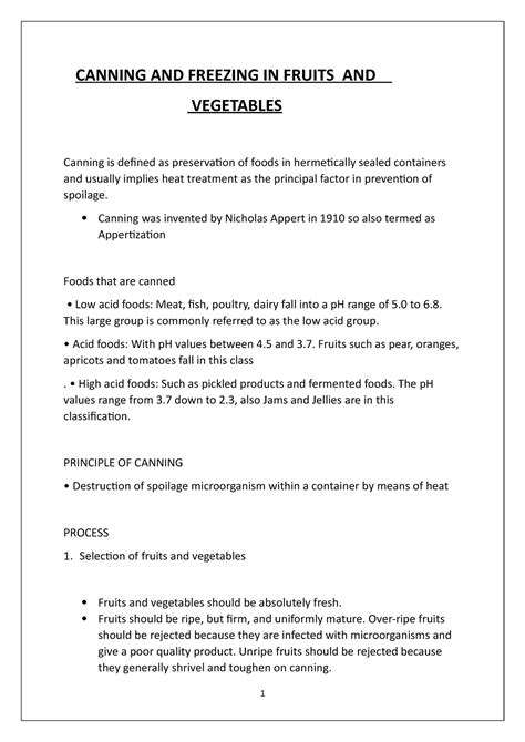 Canning AND Freezing IN Fruits AND Vegetables - CANNING AND FREEZING IN ...