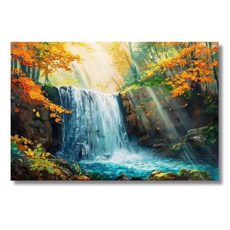 Viventiq Without Frame Waterfall Painting vastu Big Size | Waterfall ...