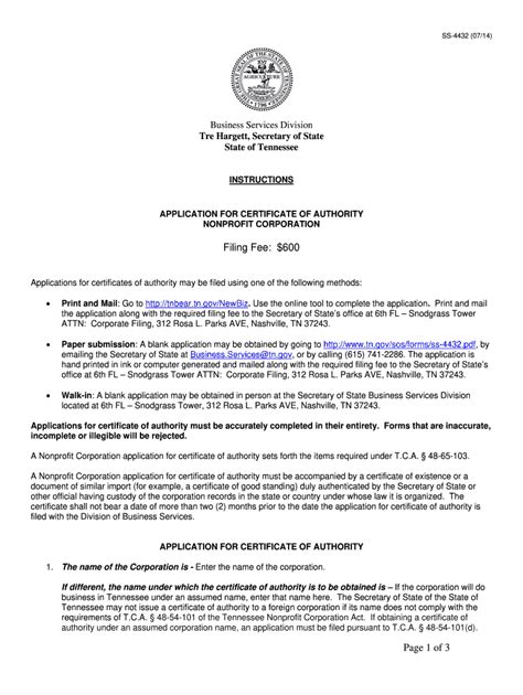 2013-2026 Form TN SOS SS-4432 - Blank Fillable Template | Fill Out ...