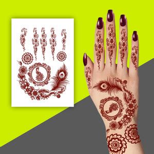 surmul Peacock Design Henna Hand Mehndi Temporary Tattoo for Girls ...