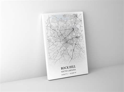 Rock Hill South Carolina City Map Poster Print Canvas , Rock Hill City ...
