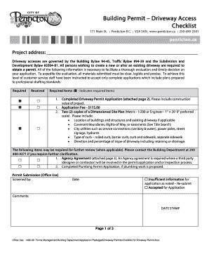 Fillable Online Building Permit Driveway Access Checklist - City of ...