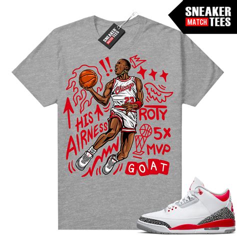 Fire Red 3s shirts Sneaker Match Heather Gray His Airness | Fire Red ...