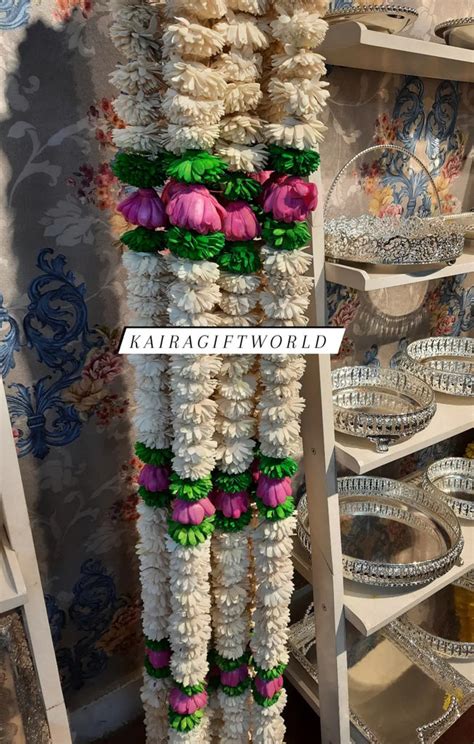 White Softwood Garlands with Pink Lotus Flowers – KairaGiftWorld