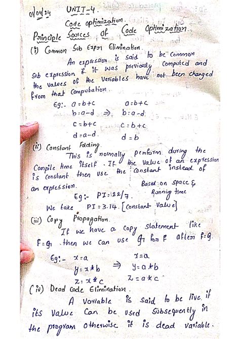 CD U-4 - Compiler design unit-5 - Computer science engineering - Studocu