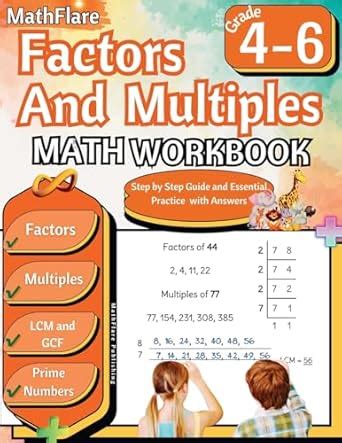Factors and Multiples Math Workbook 4th to 6th Grade: Factoring, Prime ...