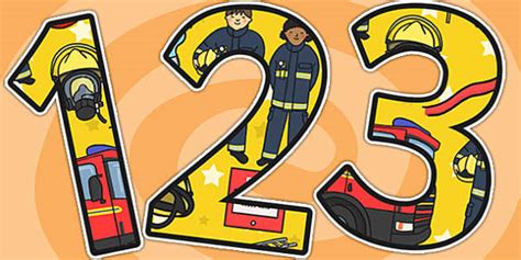 Fire Service Themed Display Numbers (teacher made) - Twinkl