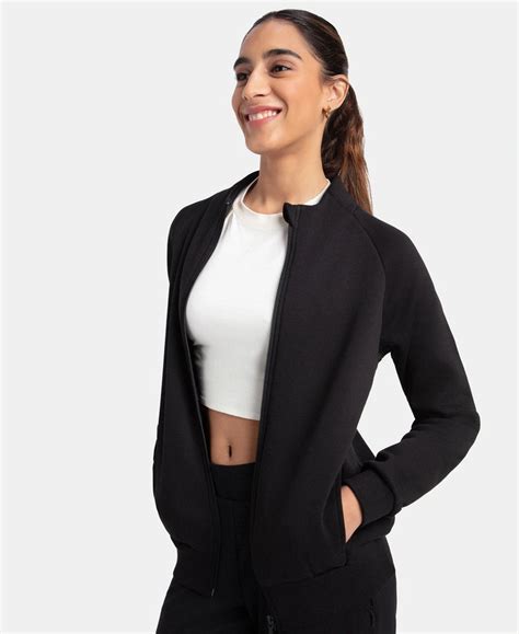 Buy Super Combed Cotton Rich Fleece Fabric Full Zip High Neck Jacket ...