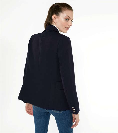 Navy Utility Button Blazer | New Look