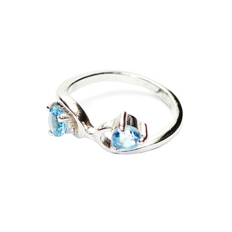 Blue Topaz Natural Gemstone Rings 925 Sterling Silver Rings For Women ...