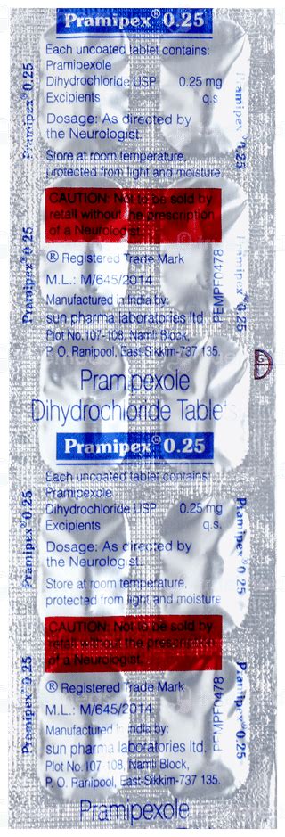 Pramipex 0.25 Tablet – Parkinson’s Disease Treatment