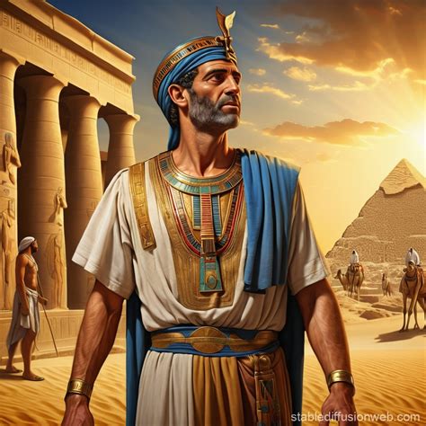 Vibrant Biblical Joseph in Ancient Egyptian Landscape | Stable ...