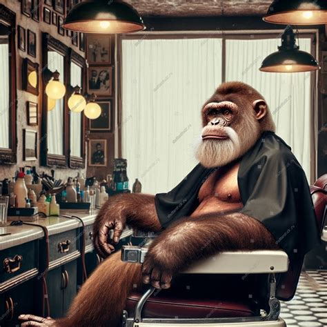Monkey Beard Getting Haircut Barbershop AI-generated image 2509489165 ...