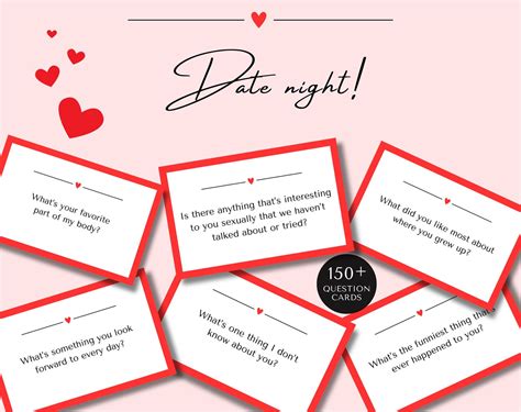 150 Date Night Question Cards Printable Couples Questions Conversation ...
