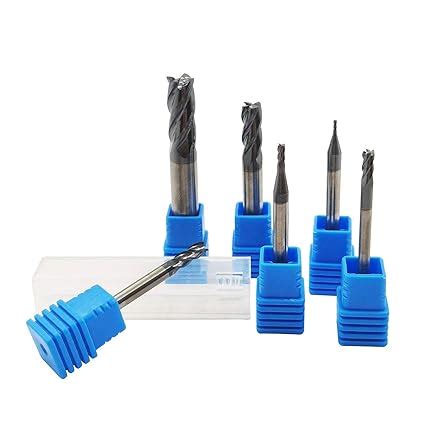 6pcs CNC End Mill Set 1mm, 2mm, 3mm, 4mm, 6mm, 8mm, Carbide Tungsten ...