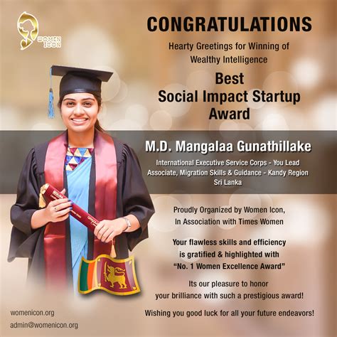 M.D. Mangalaa Gunathillake has bagged Best Social Impact Startup