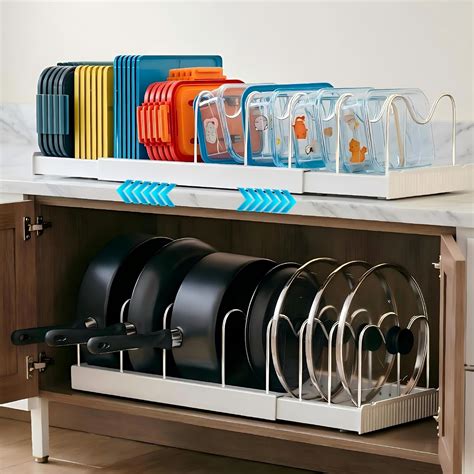Amazon.com: ZEUMIE 2 Pack Pots and Pans Organizer Under Cabinet ...