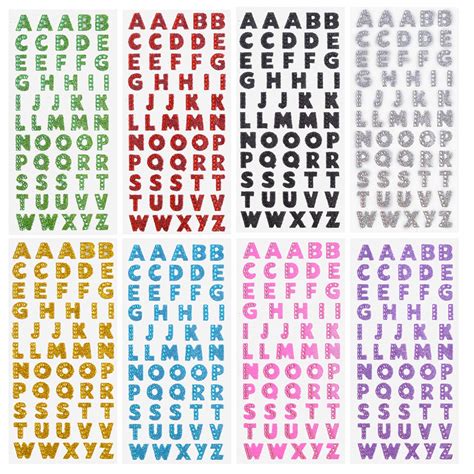 Snapklik.com : Self Adhesive Glitter Alphabet Stickers, 8 Sheets ...