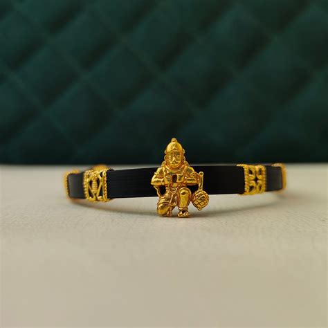 925 Silver Gold Plated Hanuman Ruber Kada-5618