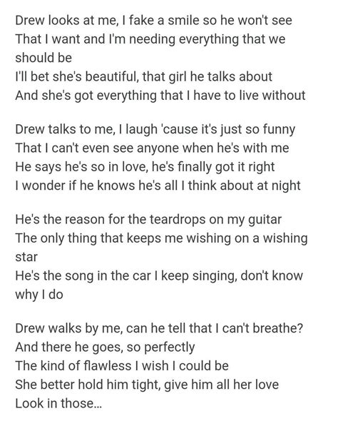 teardrops on my guitar lyrics full puyan - Brainly.ph