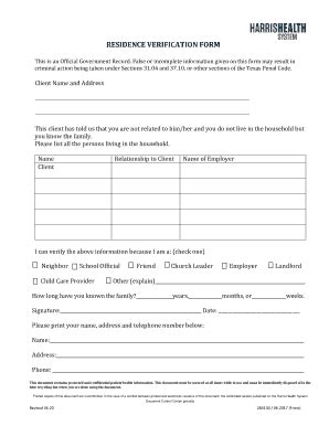 2020-2025 Harris Health System Residence Verification Form Fill Online ...