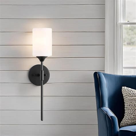 SINOMAN Black Wall Mounted Lamp with Glass Shade Modern Accent Light ...