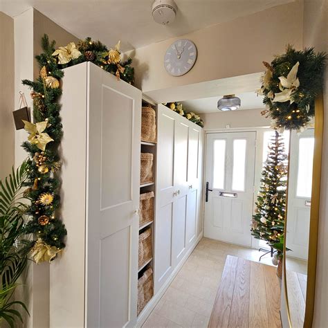 Our Christmas Hallway Decorations - Gold and Cream Christmas ...