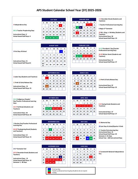 Atlanta Public Schools Calendar 2025-2026