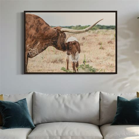 Western Style Wall Decor - Longhorn Wall Art - Large Canvas Print ...