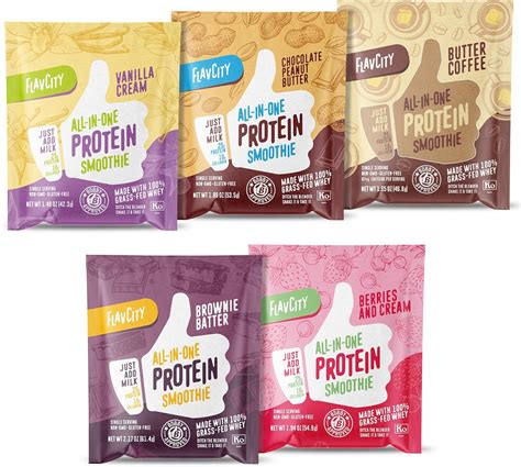 Amazon.com: FlavCity All-in-One Protein Smoothie Powder, Variety Pack ...