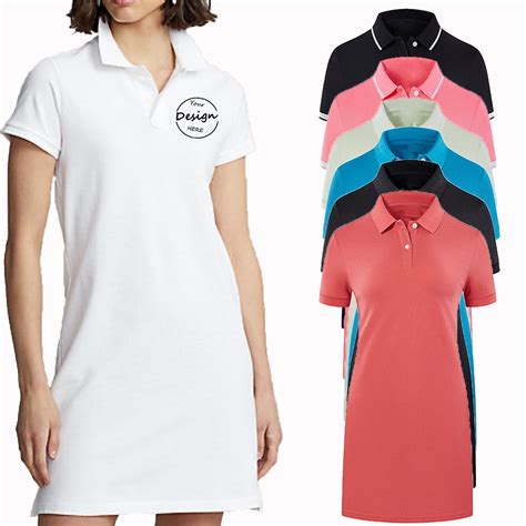 Custom Polo Collar Casual Shirt Dresses Embroidered Plain Soft Pique ...