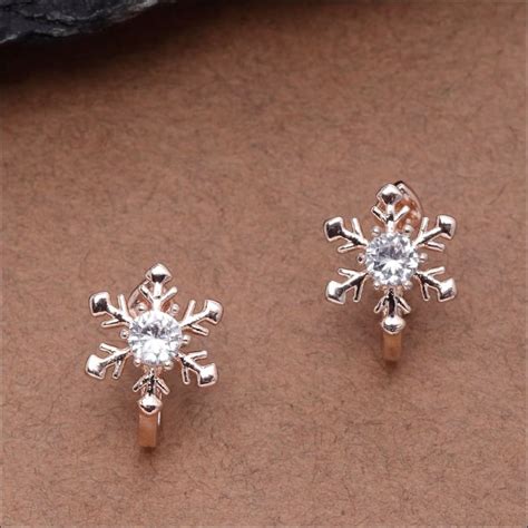 Nuray Rose Gold Snowflake Earclips – Ferosh