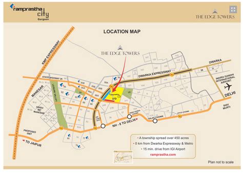 Location map of Ramprastha Edge Towers, Gurgaon
