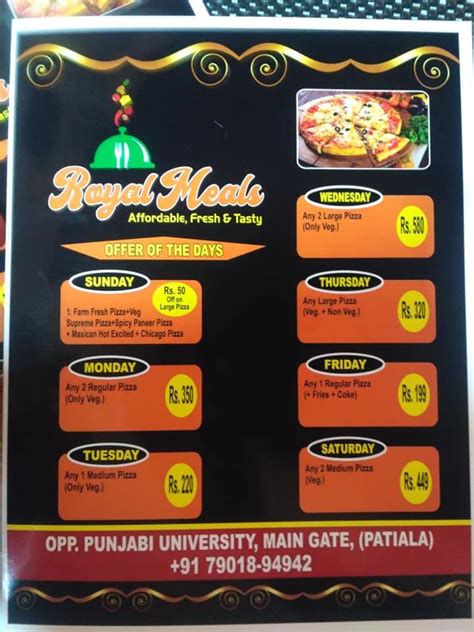 Menu at Royal Meals, Patiala