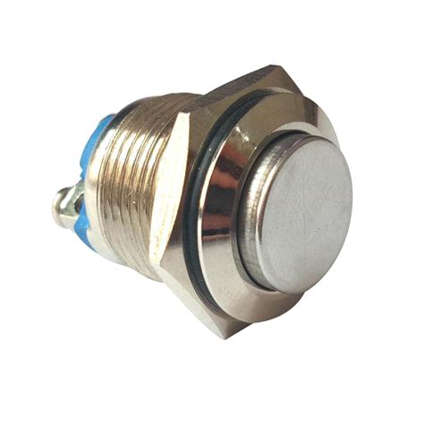 Phenovo 16mm High Round Metal 1 ON Push Button Momentary Switch ...